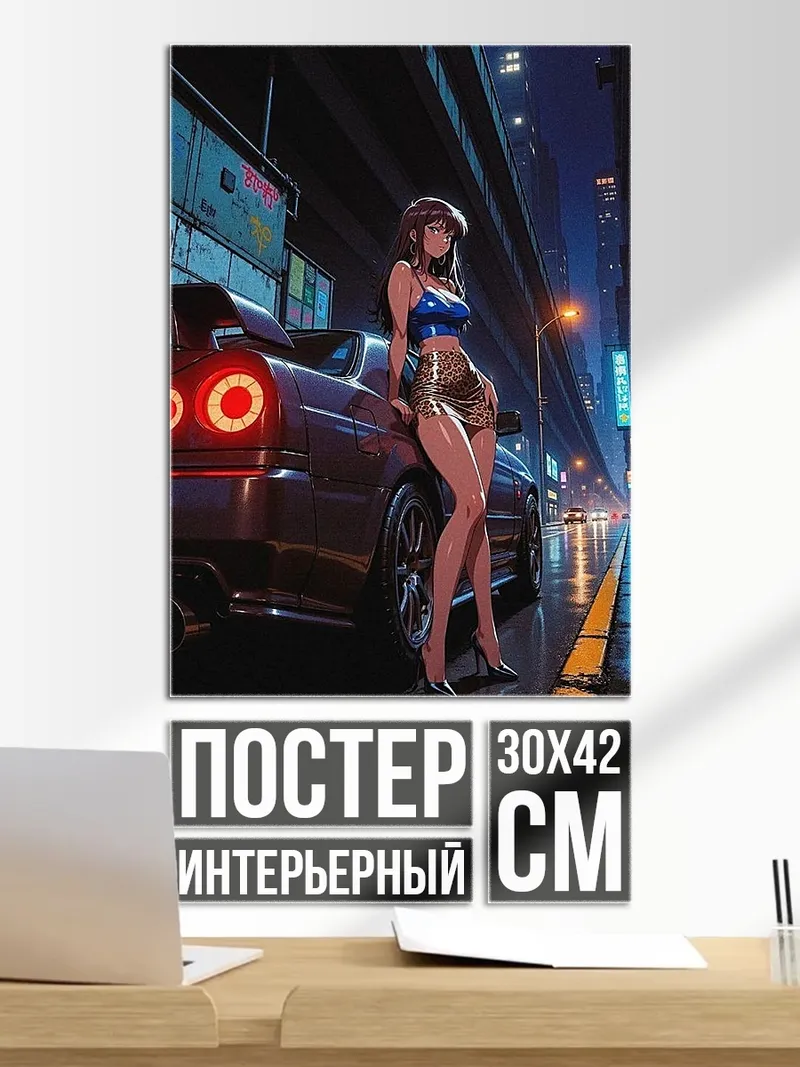 Постер Девушка и спорткар
