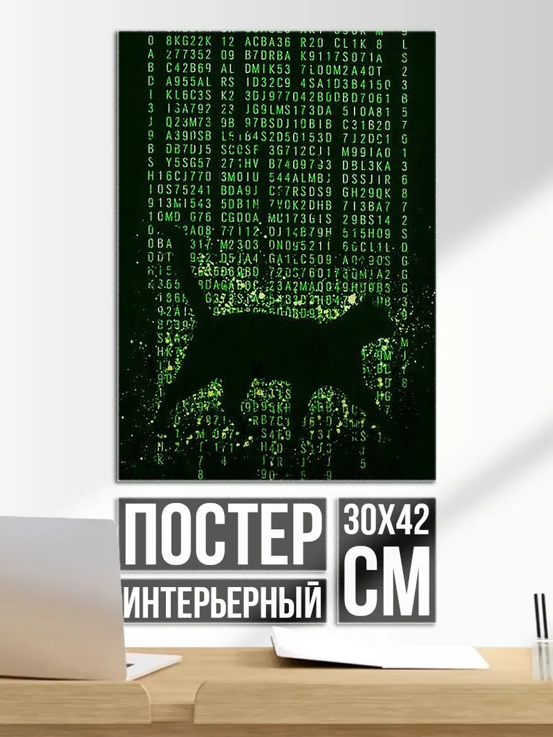 Постер кот в матрице