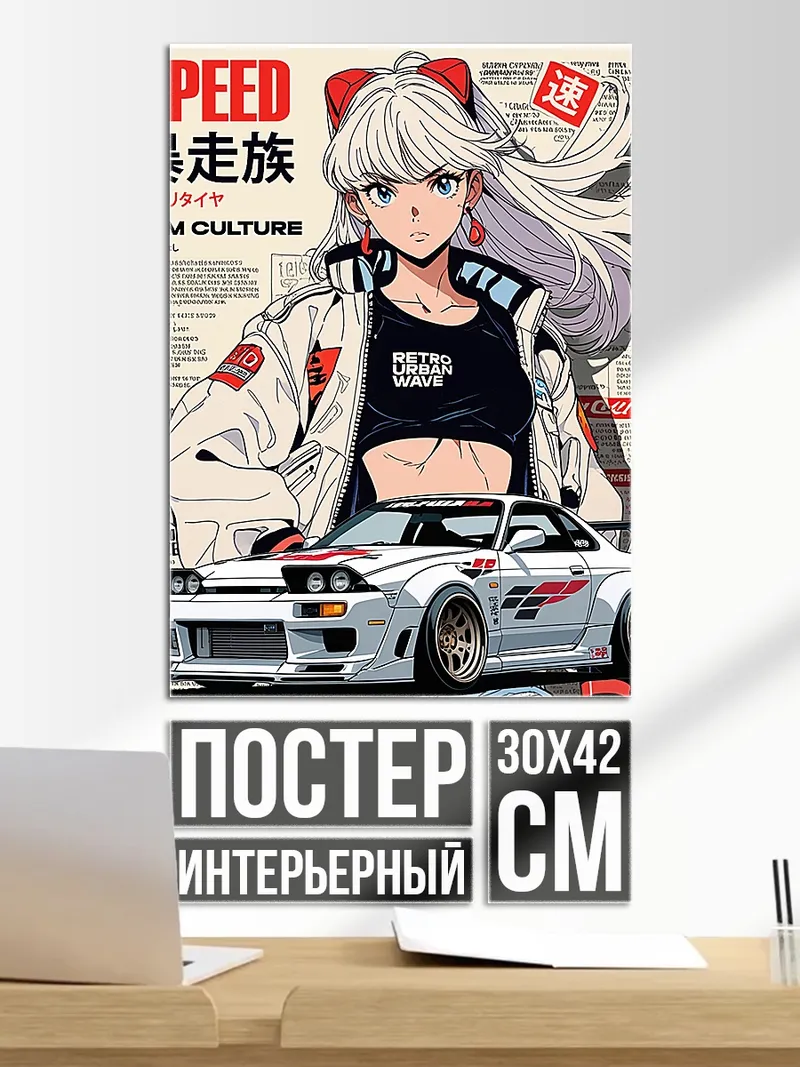 Постер Девушка и спорткар