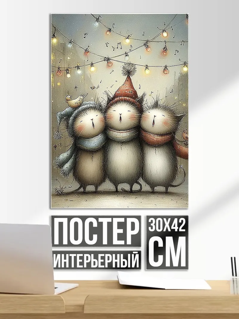 Постер Три милых котика