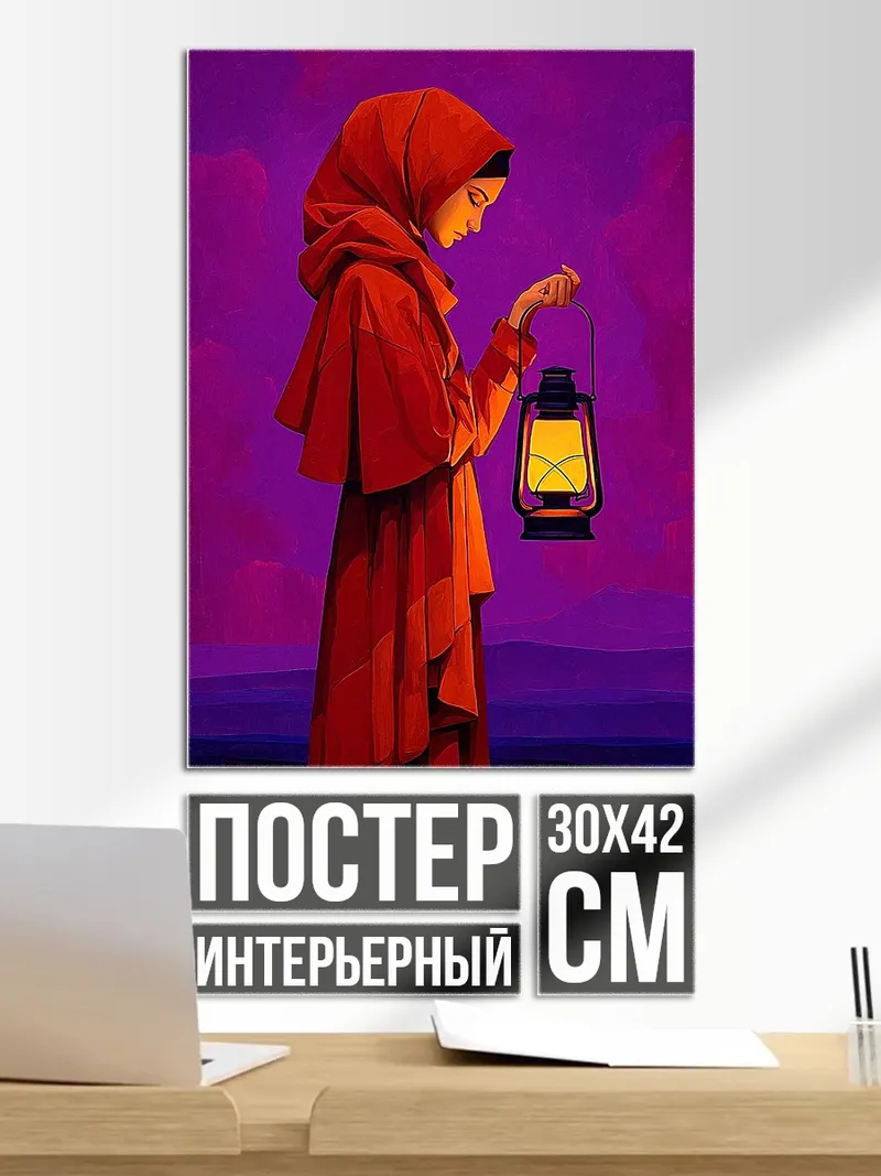 Постер Девушка с фонарем