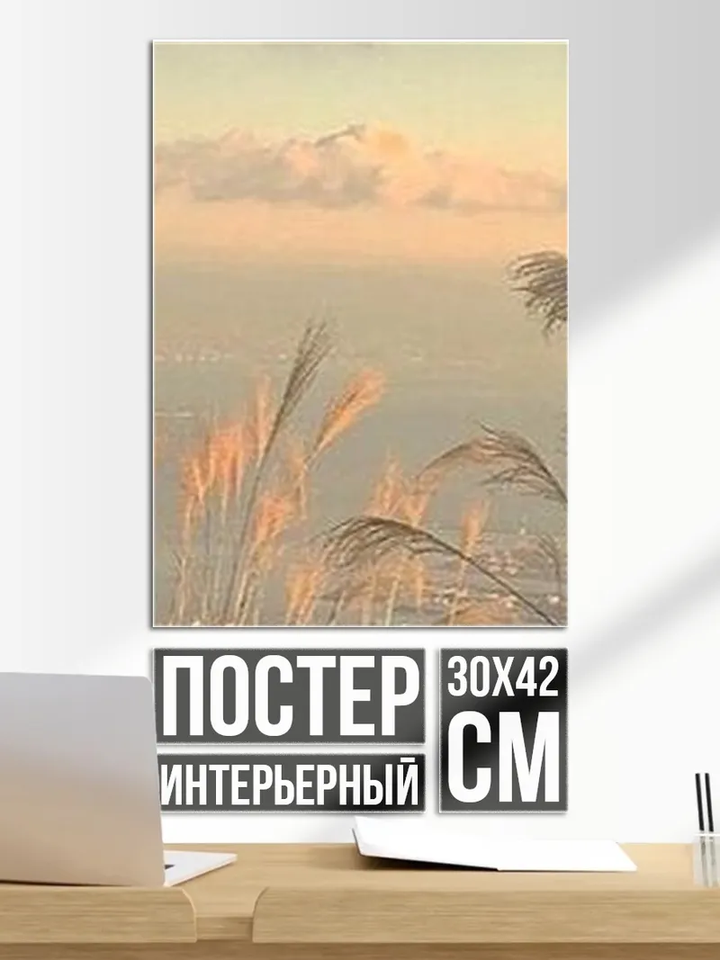 Постер Закат над камышами