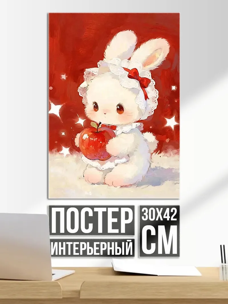 Постер Кролик с яблоком