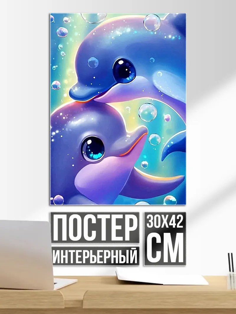 Постер Два дельфина в воде