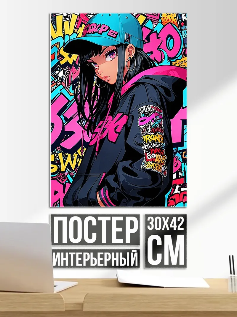 Постер Девушка в стиле граффити