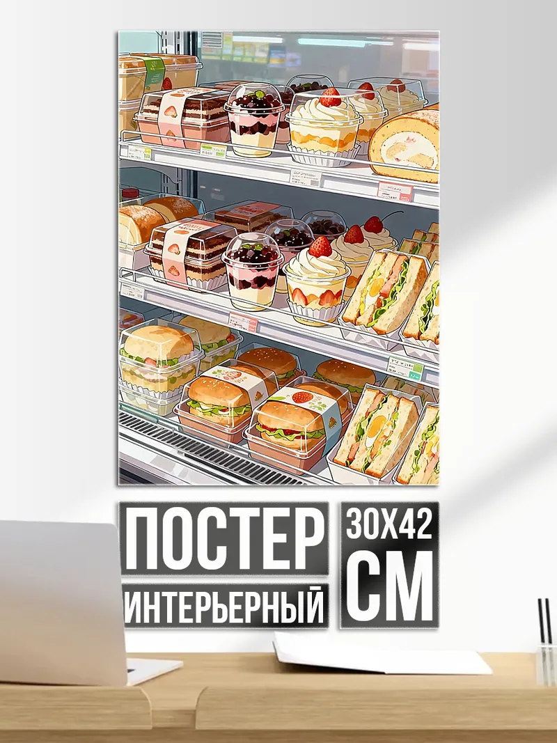 Постер Витрина с десертами