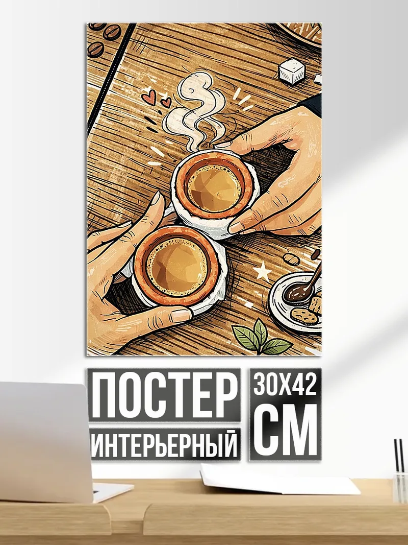 Постер Две чашки кофе