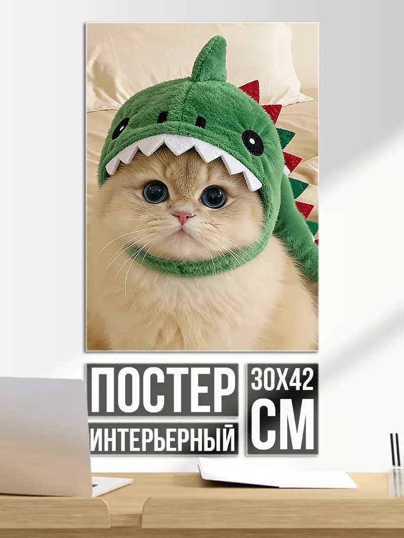 Постер Кот в шапке