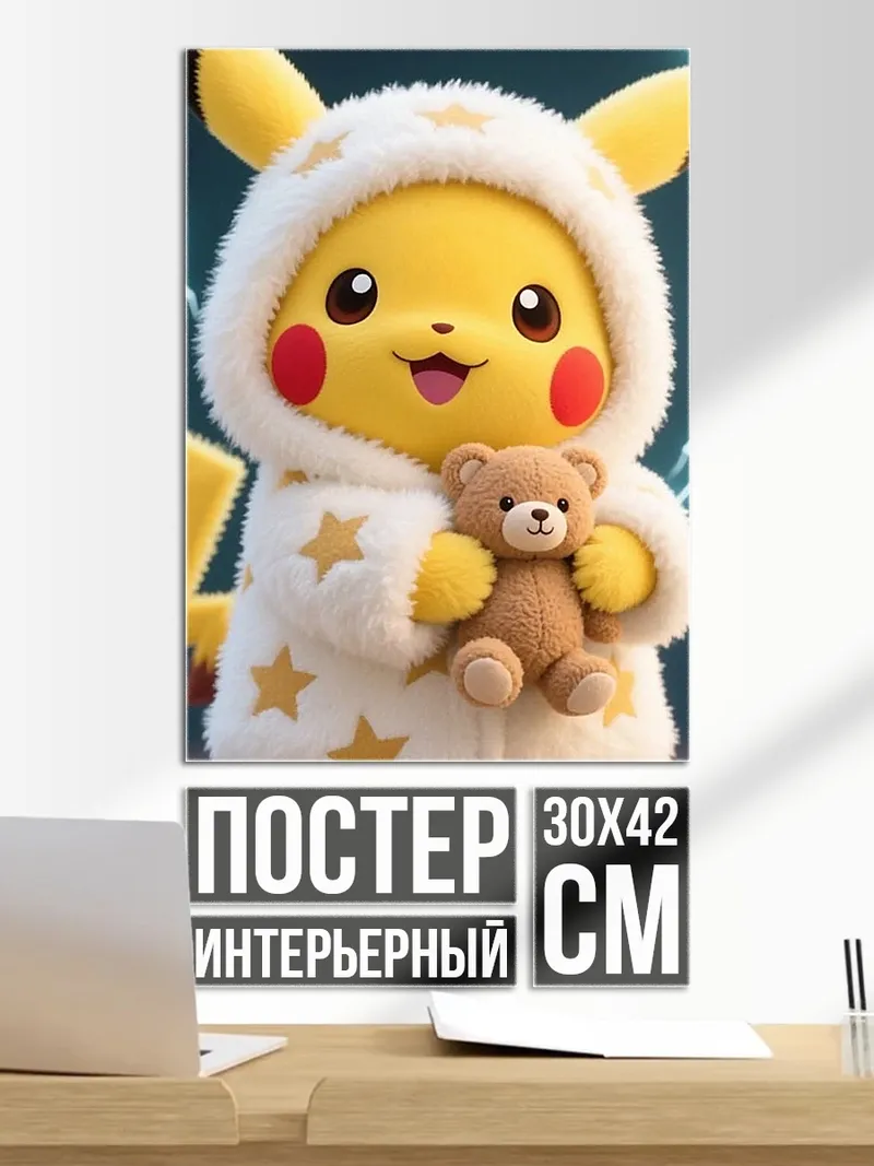 Постер Пикачу с мишкой