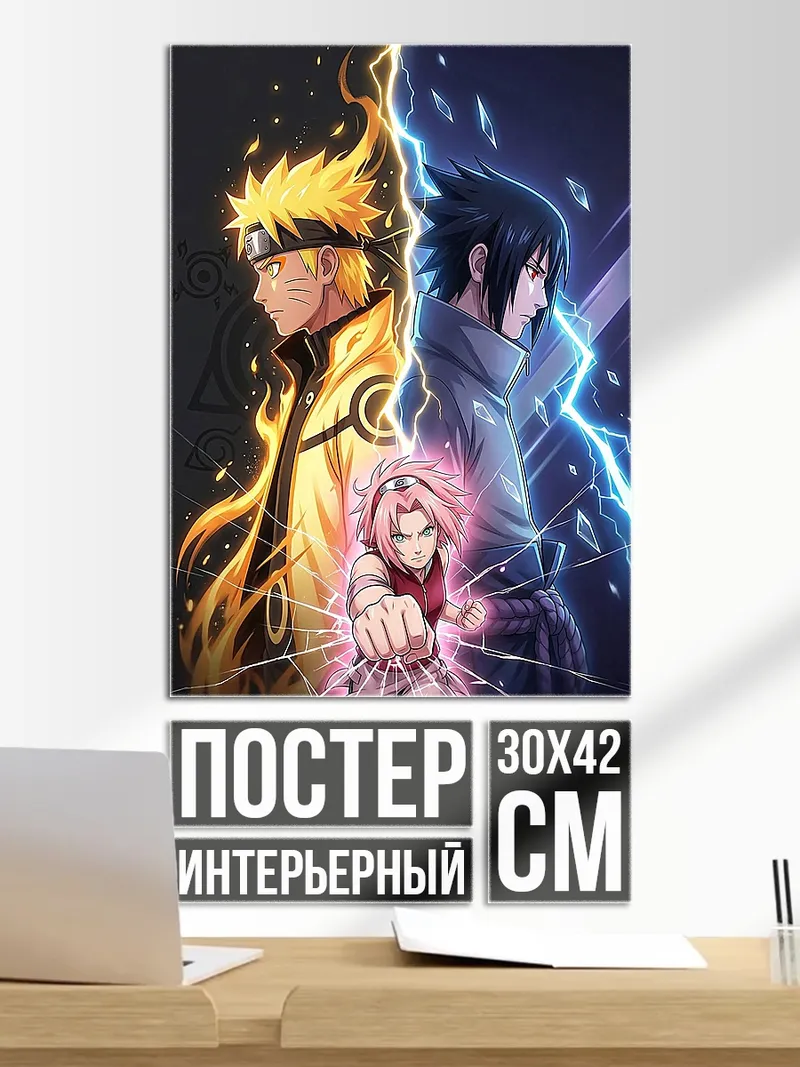 Постер Наруто и Саске молнии