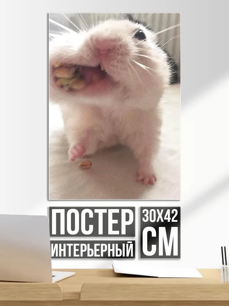 Постер хомяк с едой