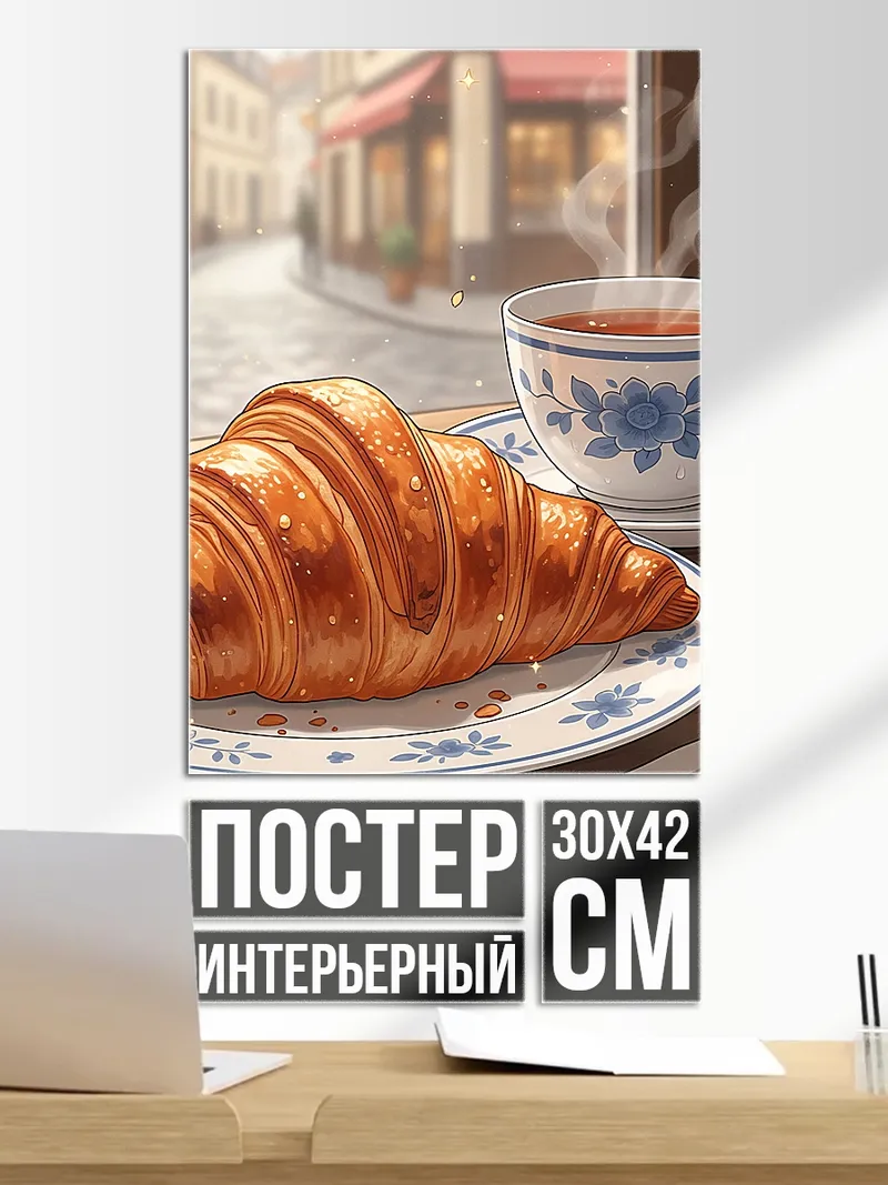 Постер Круассан и чай