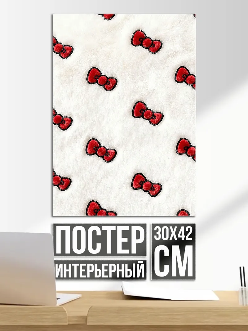 Постер Красные бантики на белом