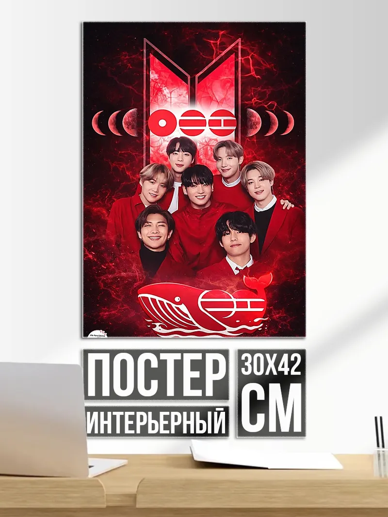 Постер BTS красная тема