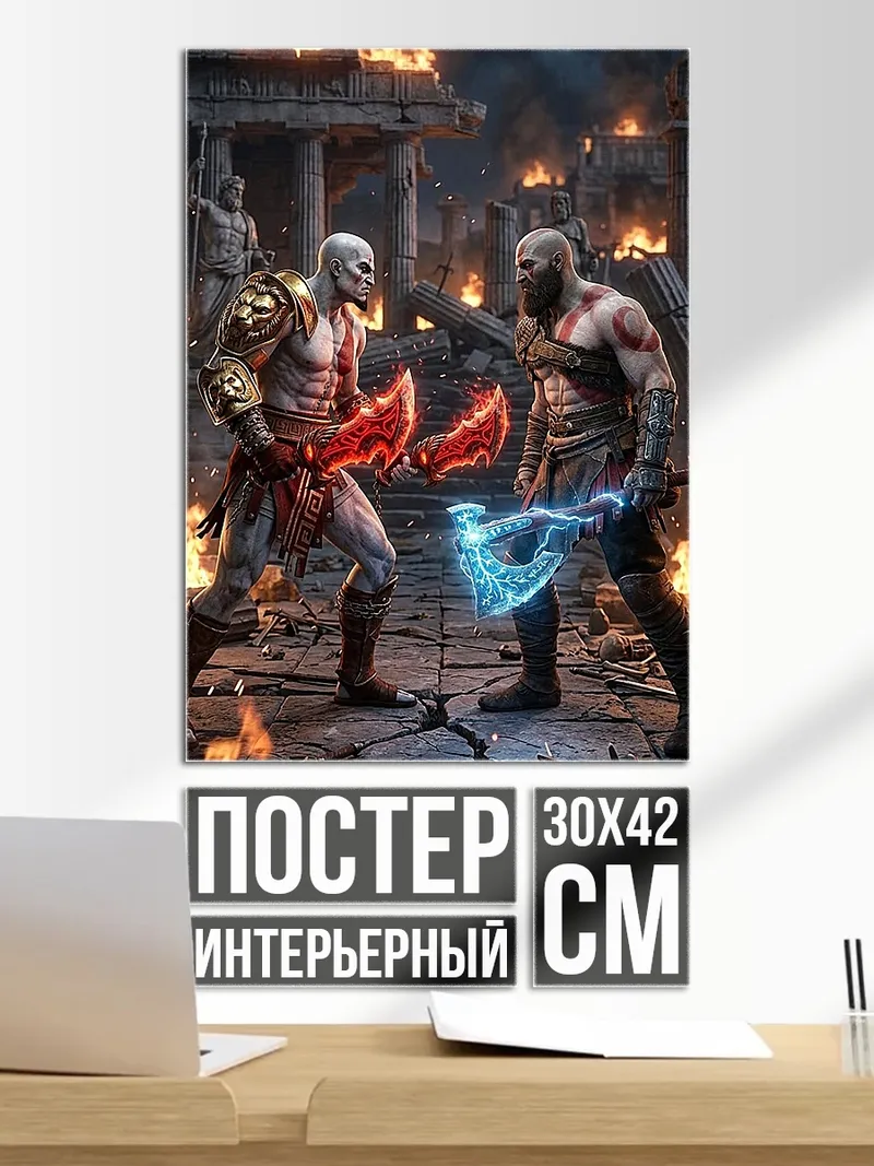 Постер Кратос против Зевса