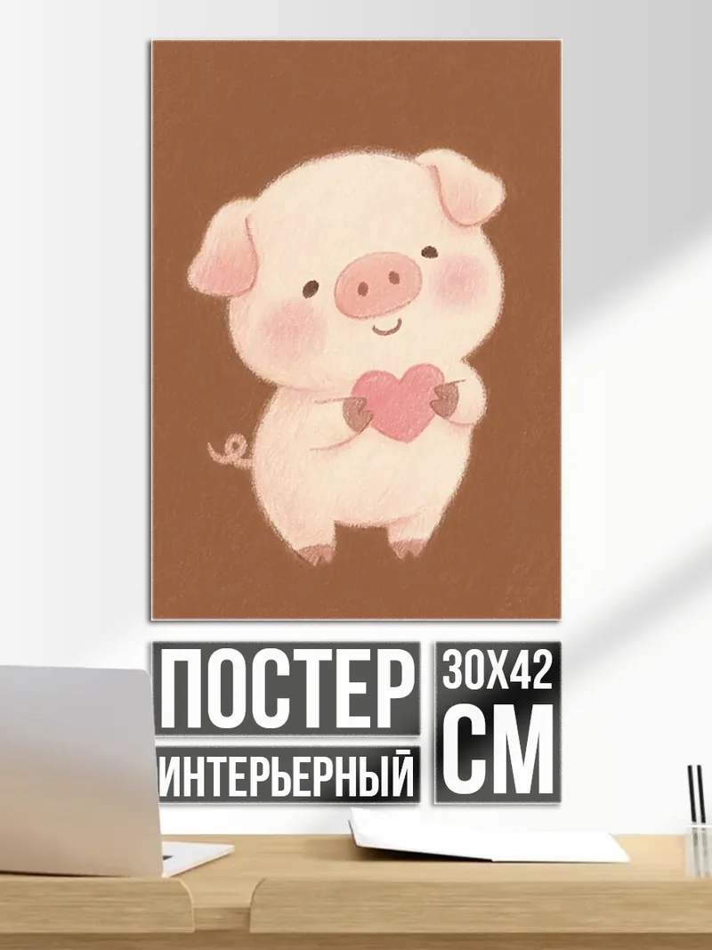 Постер Свинка с сердцем