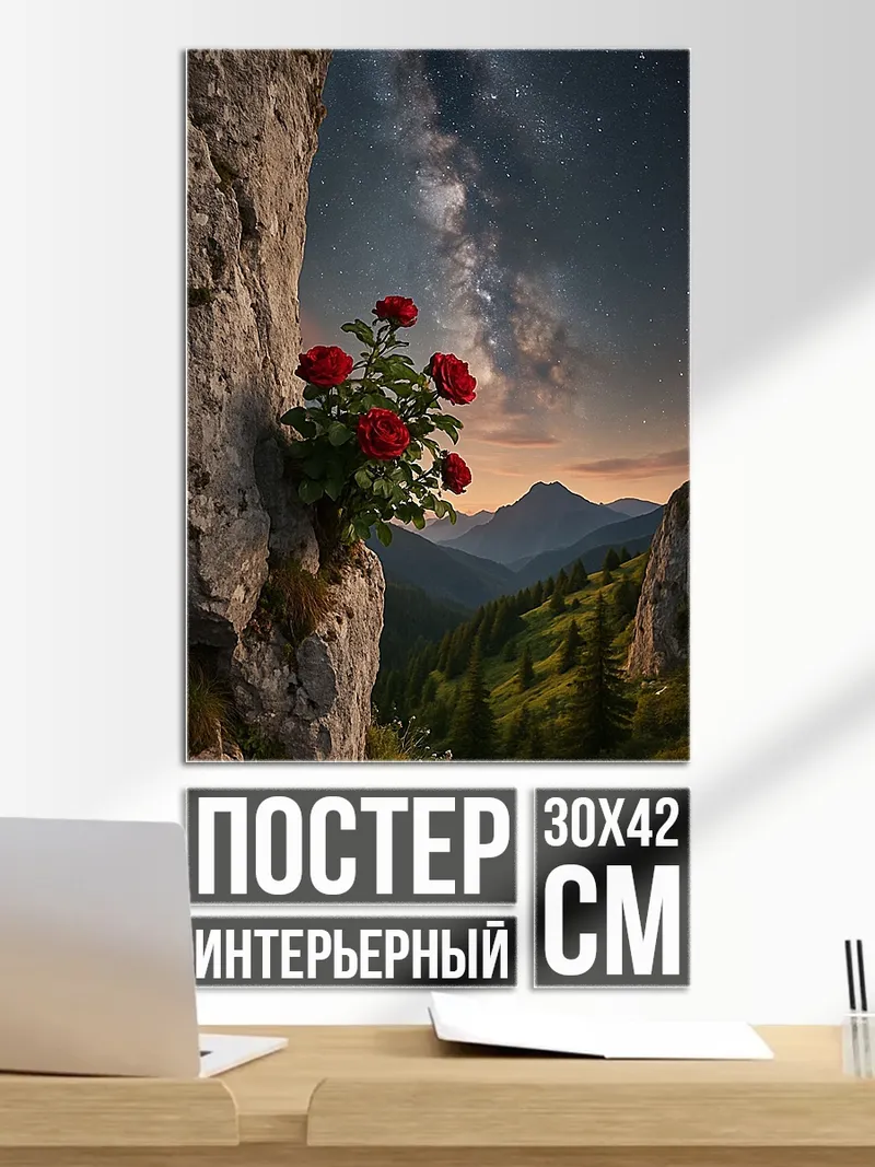 Постер Розы на скале