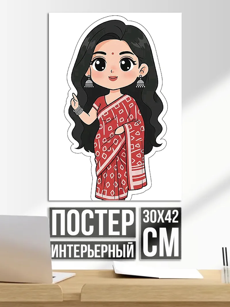 Постер Чиби девушка в сари