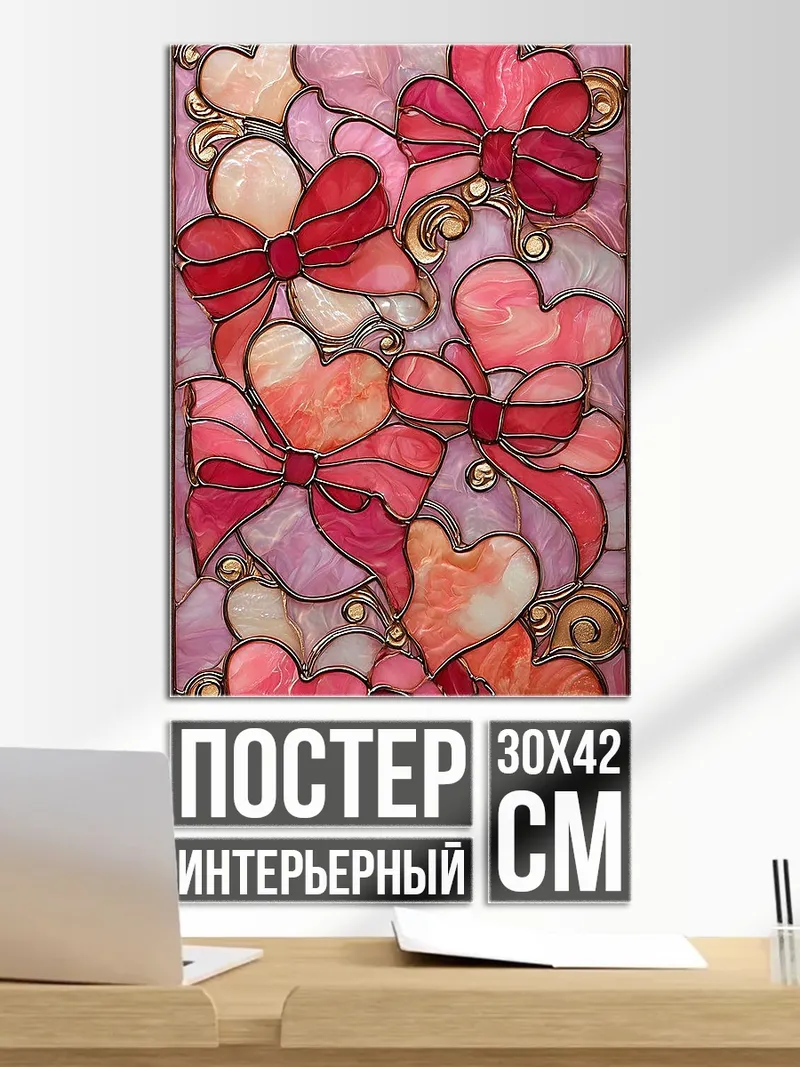 Постер Сердца с бантами