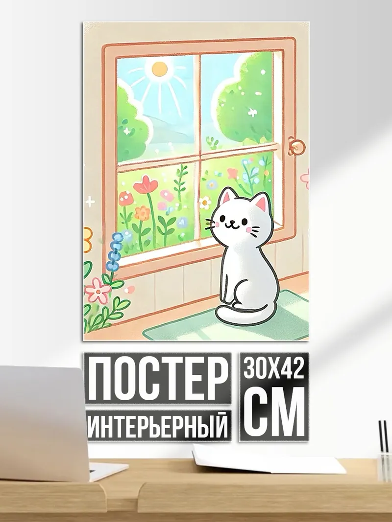 Постер Кот у окна