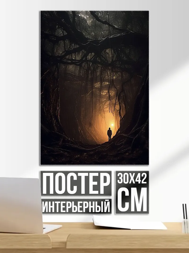 Постер Человек в лесу