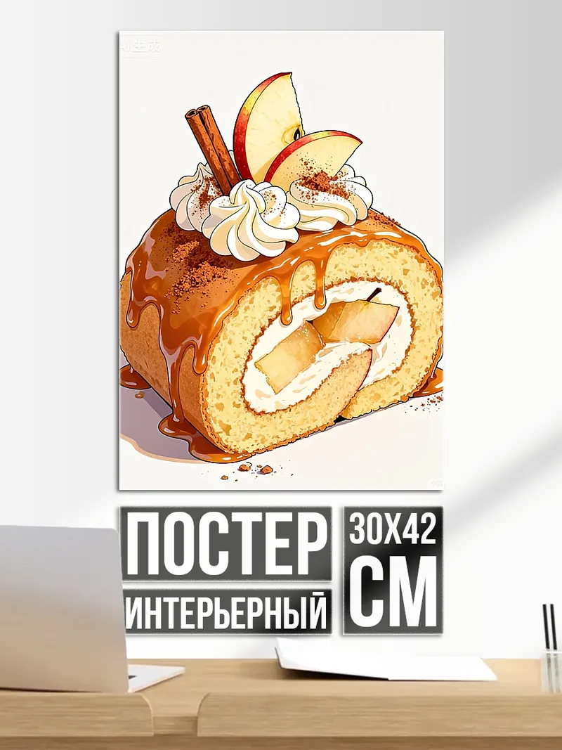 Постер Рулет с яблоками