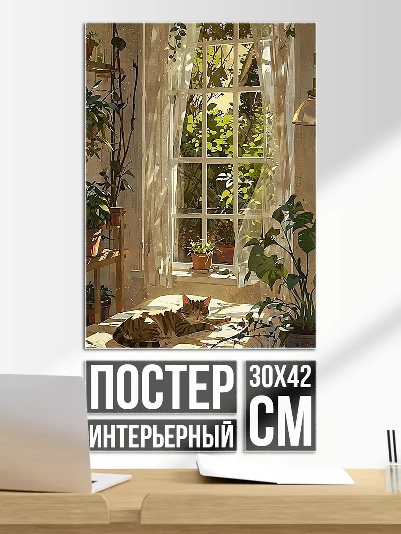 Постер Кот на подоконнике