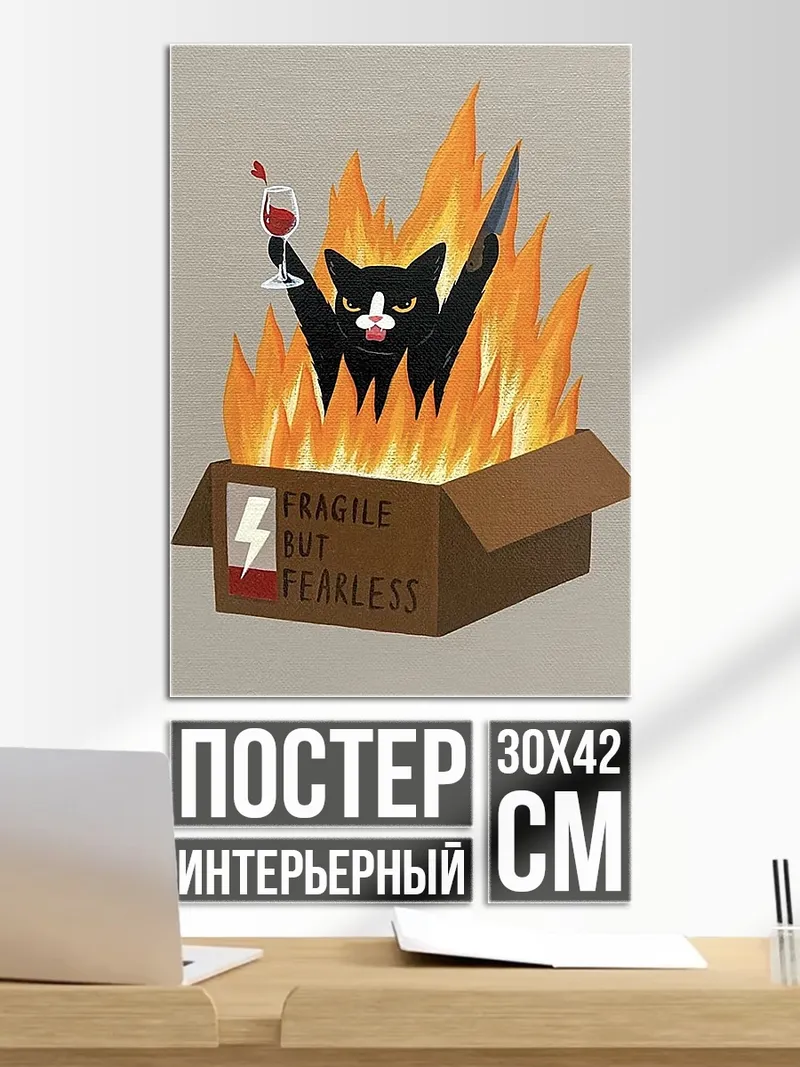 Постер Кот в огне