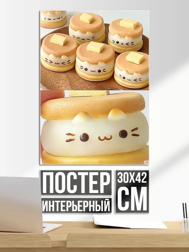 Постер Милые панкейки с котиками