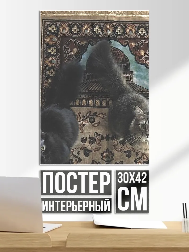 Постер Два кота на ковре