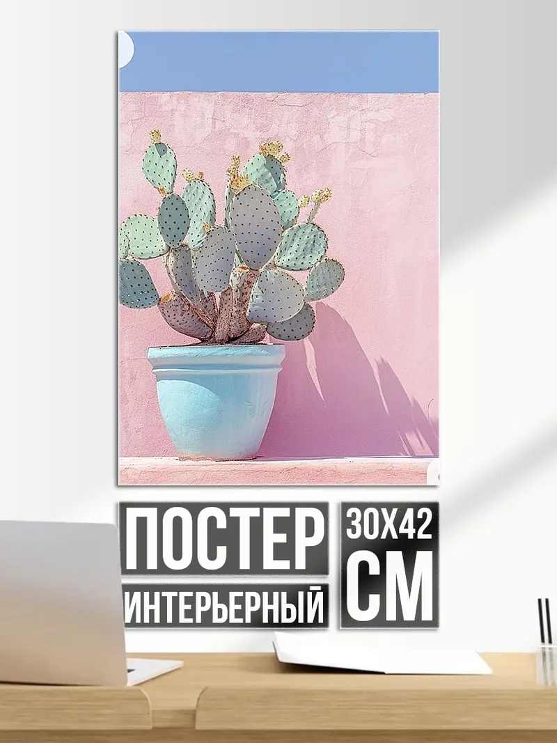 Постер Кактус в горшке