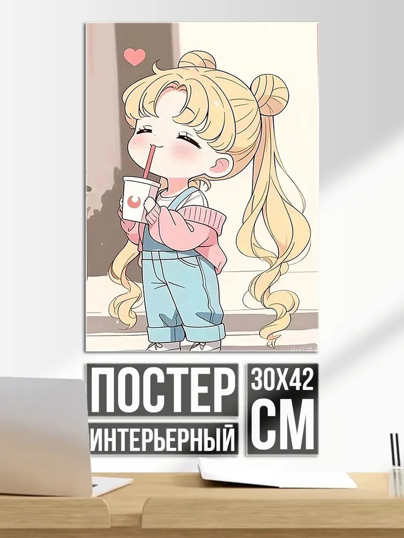 Постер Чиби Сейлор Мун пьет