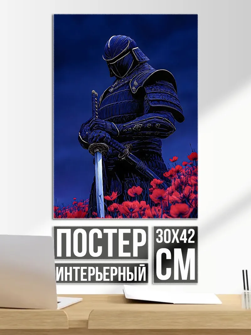 Постер Самурай в маках