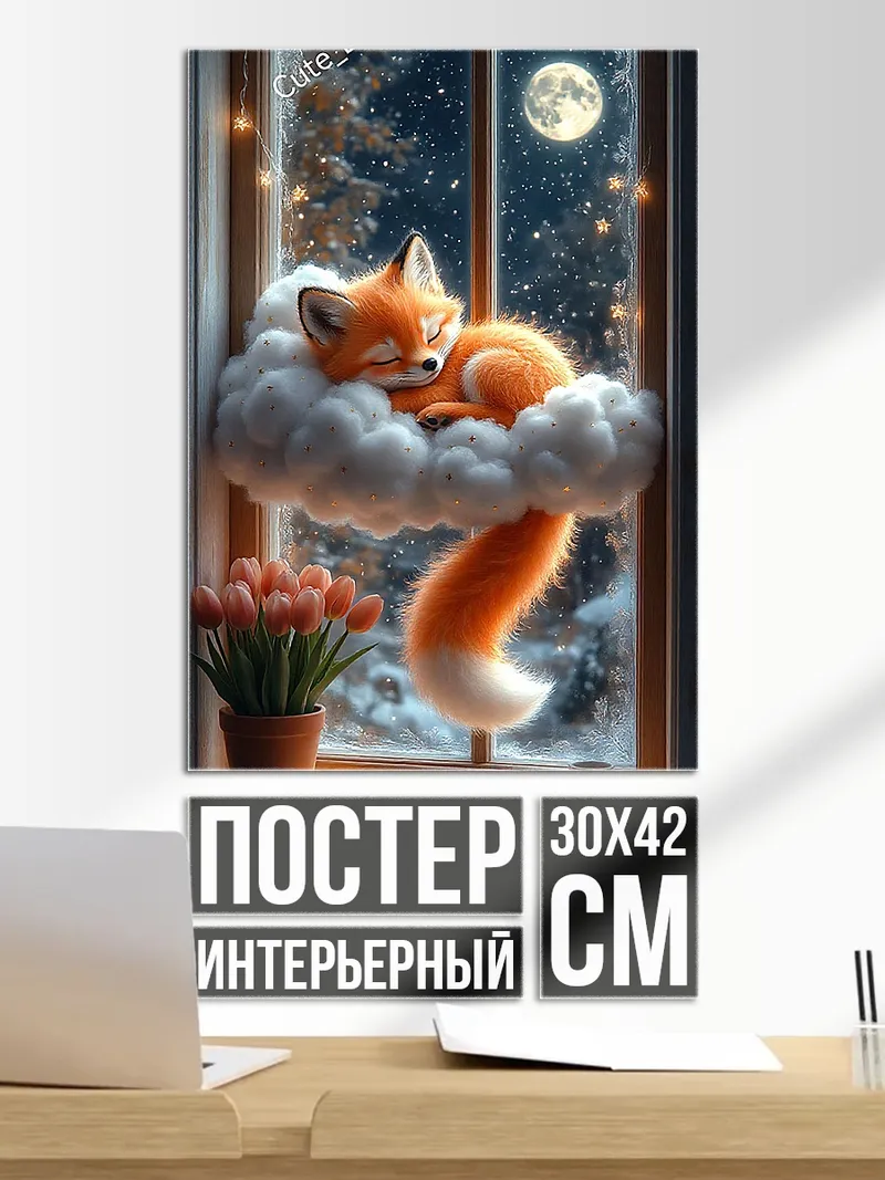 Постер Лиса на облаке