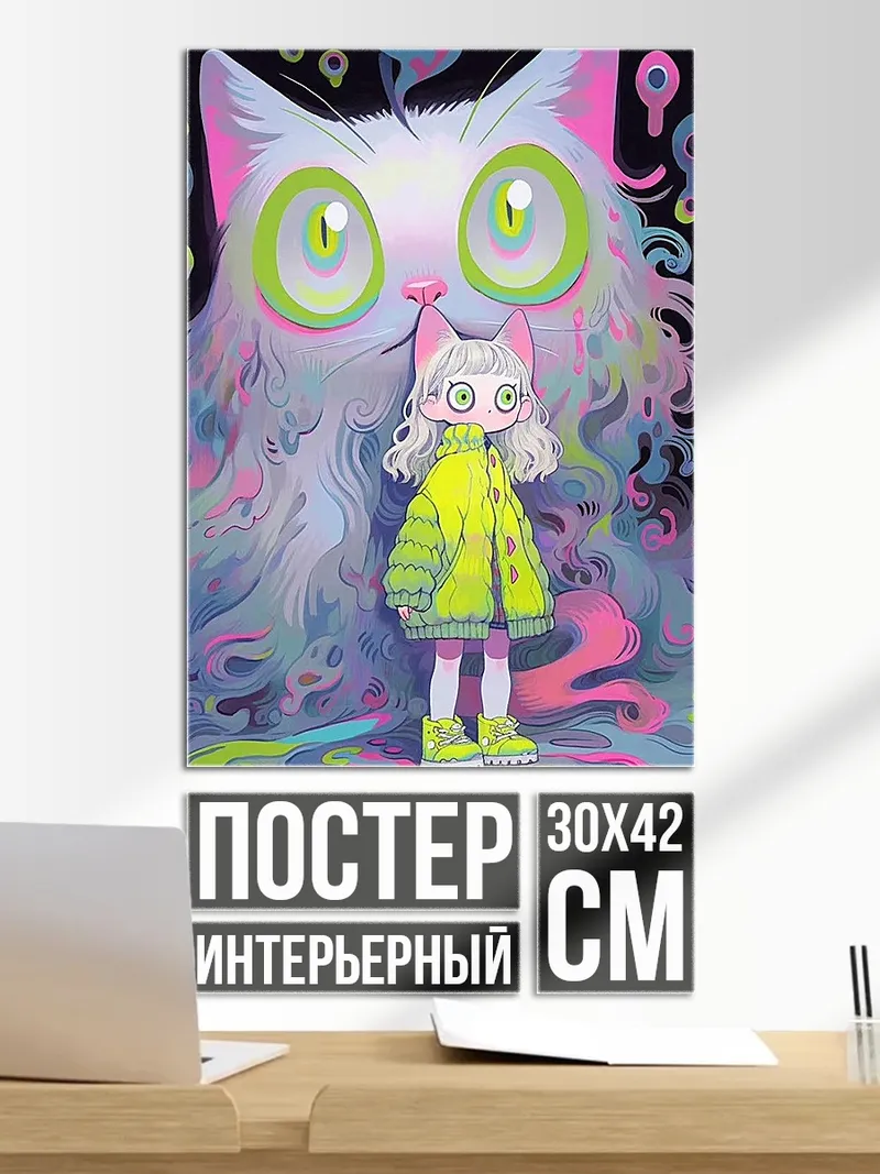 Постер Неоновый кот