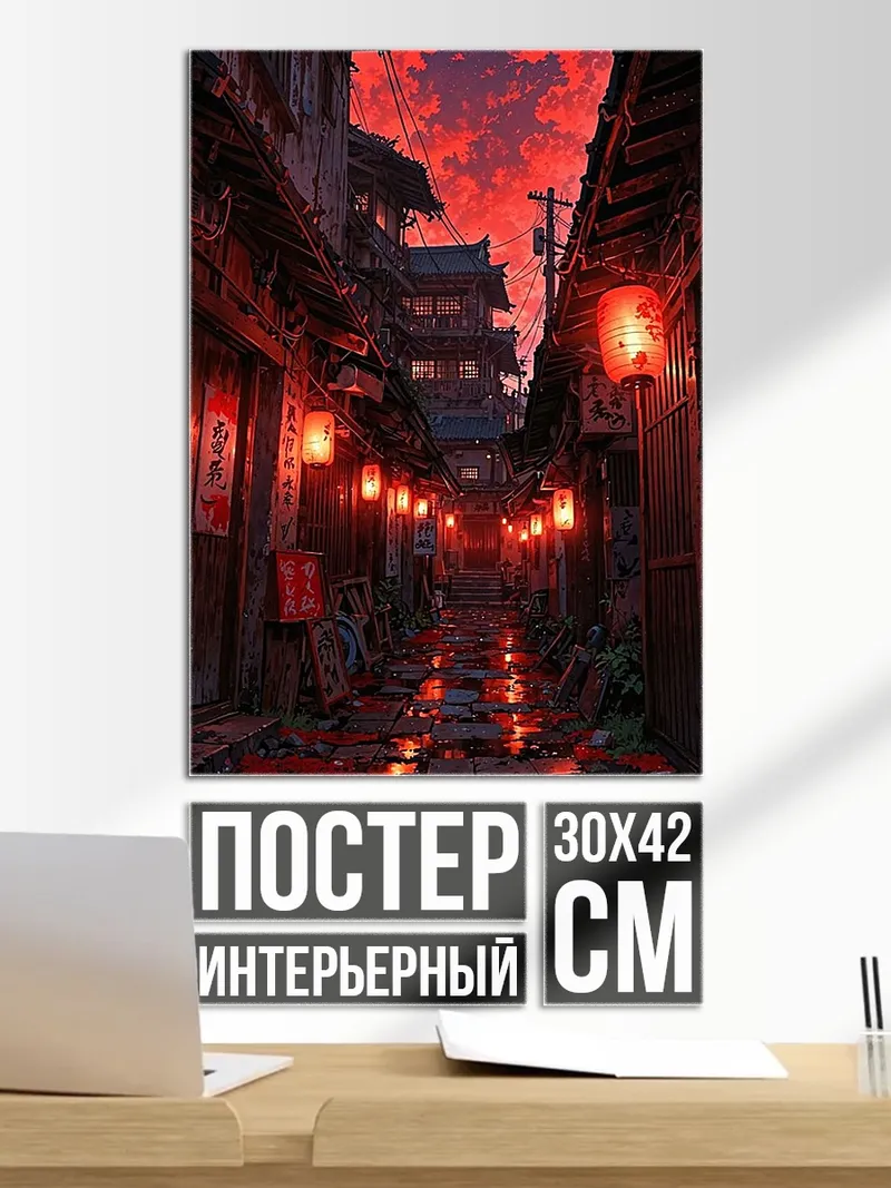 Постер Улица фонари закат