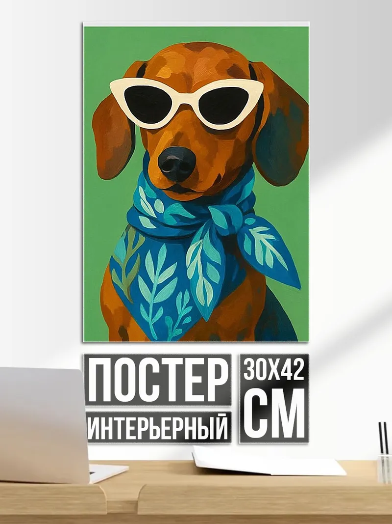 Постер Такса в очках