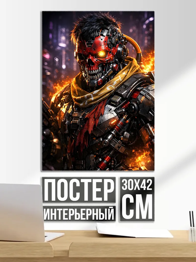 Постер Киберпанк воин