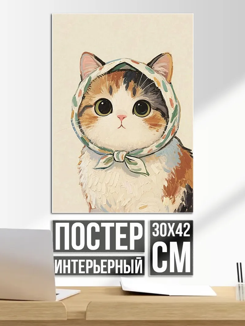 Постер Котёнок в платочке