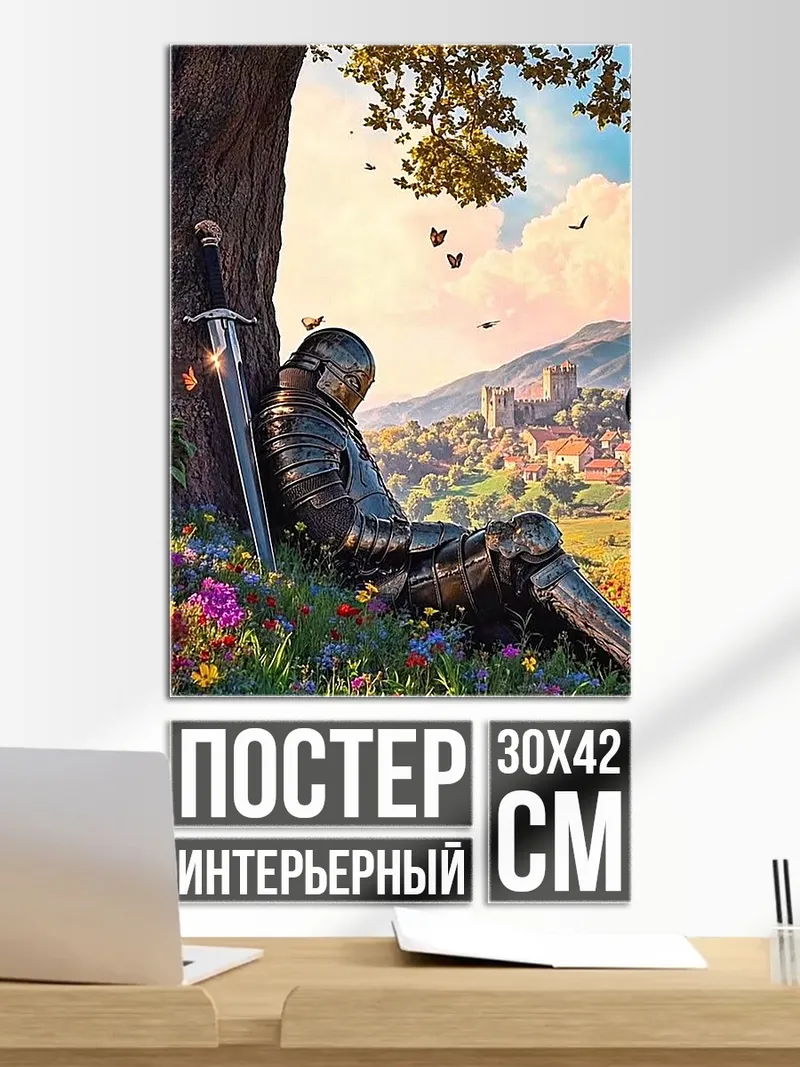 Постер Рыцарь отдыхает под деревом