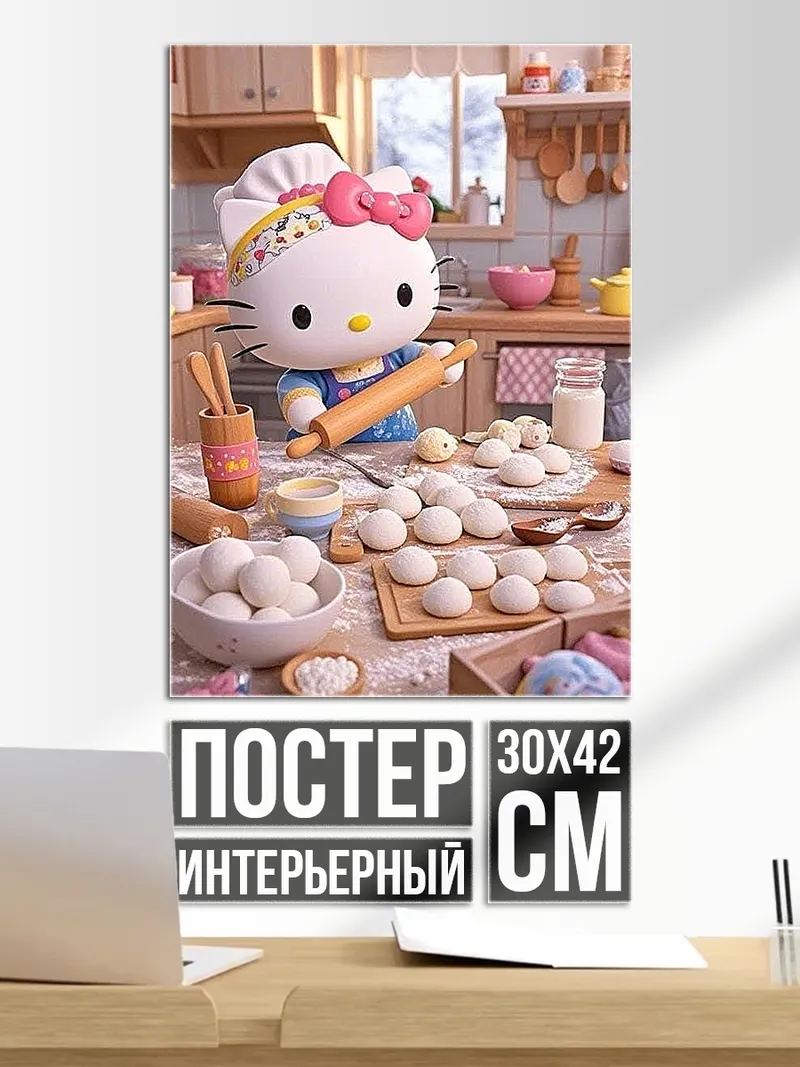 Постер Хелло Китти печет пироги