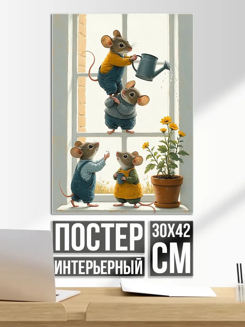 Постер Мыши у окна