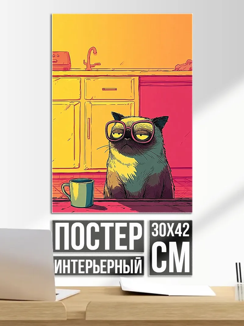 Постер Уставший кот