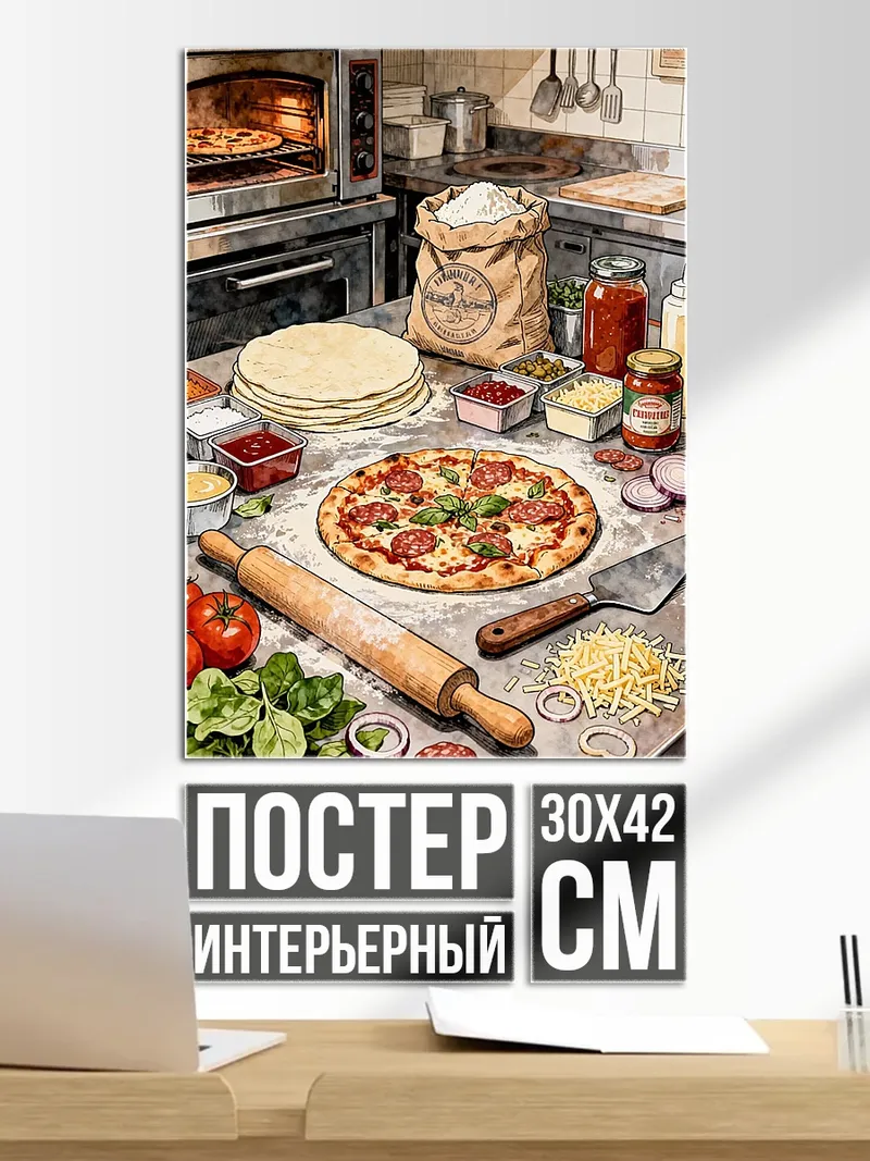 Постер Пицца на кухне