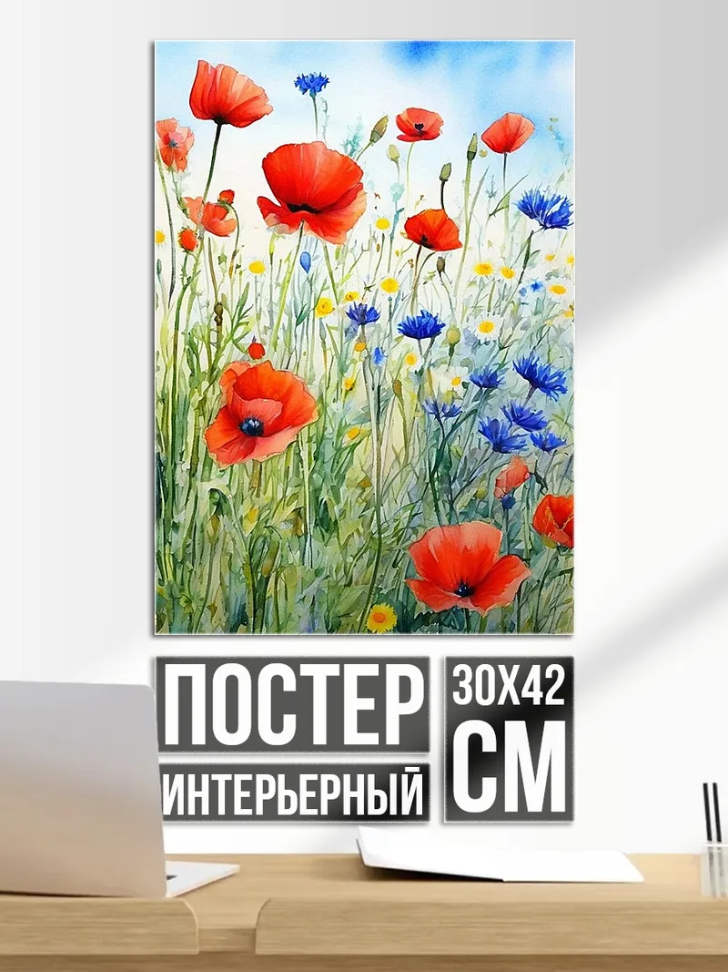 Постер Поле маков и васильков
