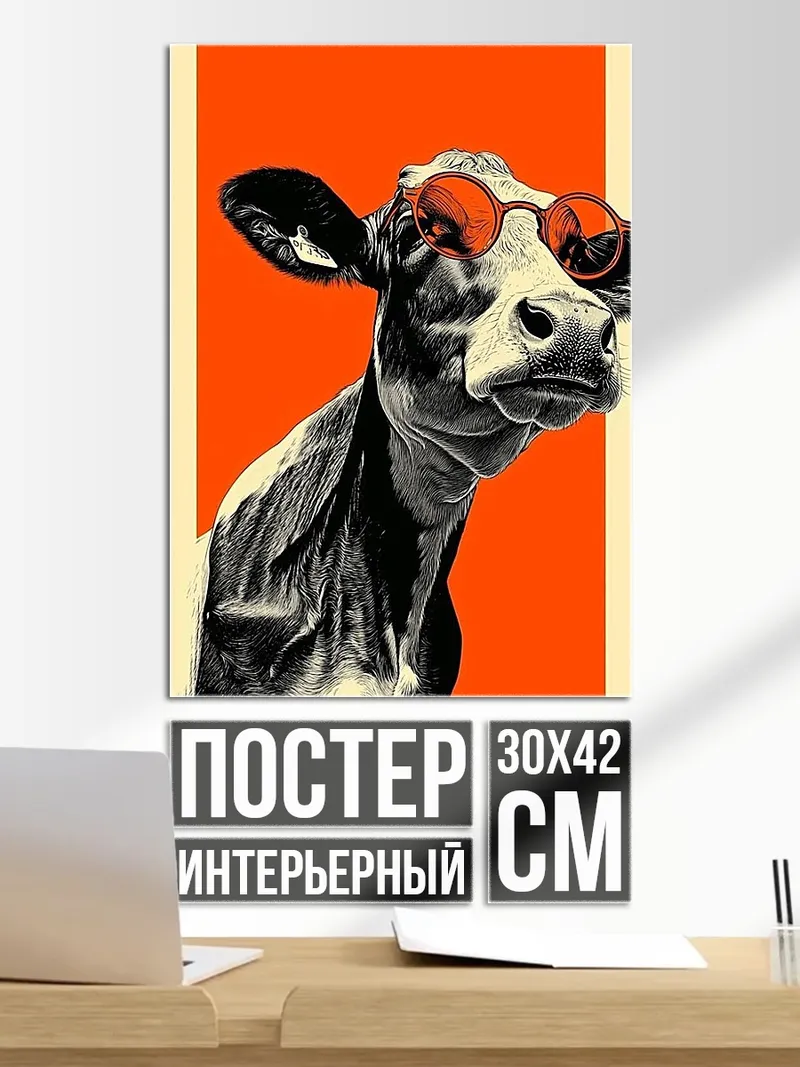 Постер Корова в очках