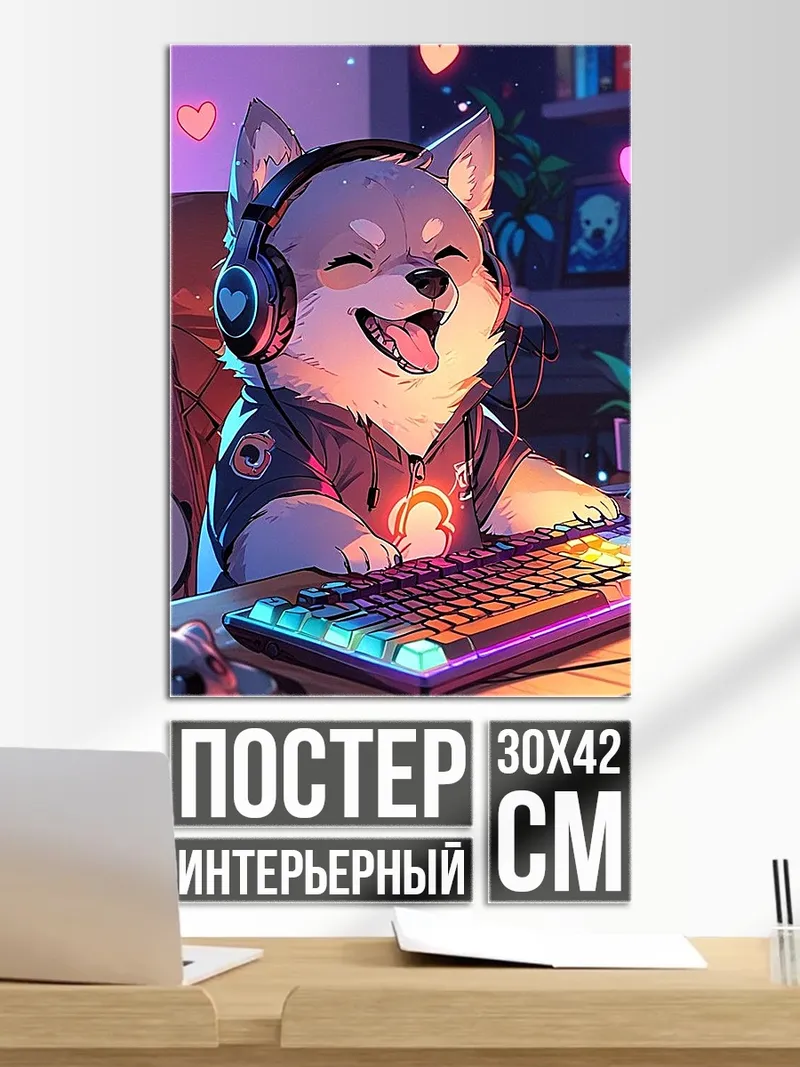 Постер Геймер шиба ину