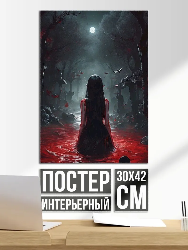 Постер Девушка в красной воде