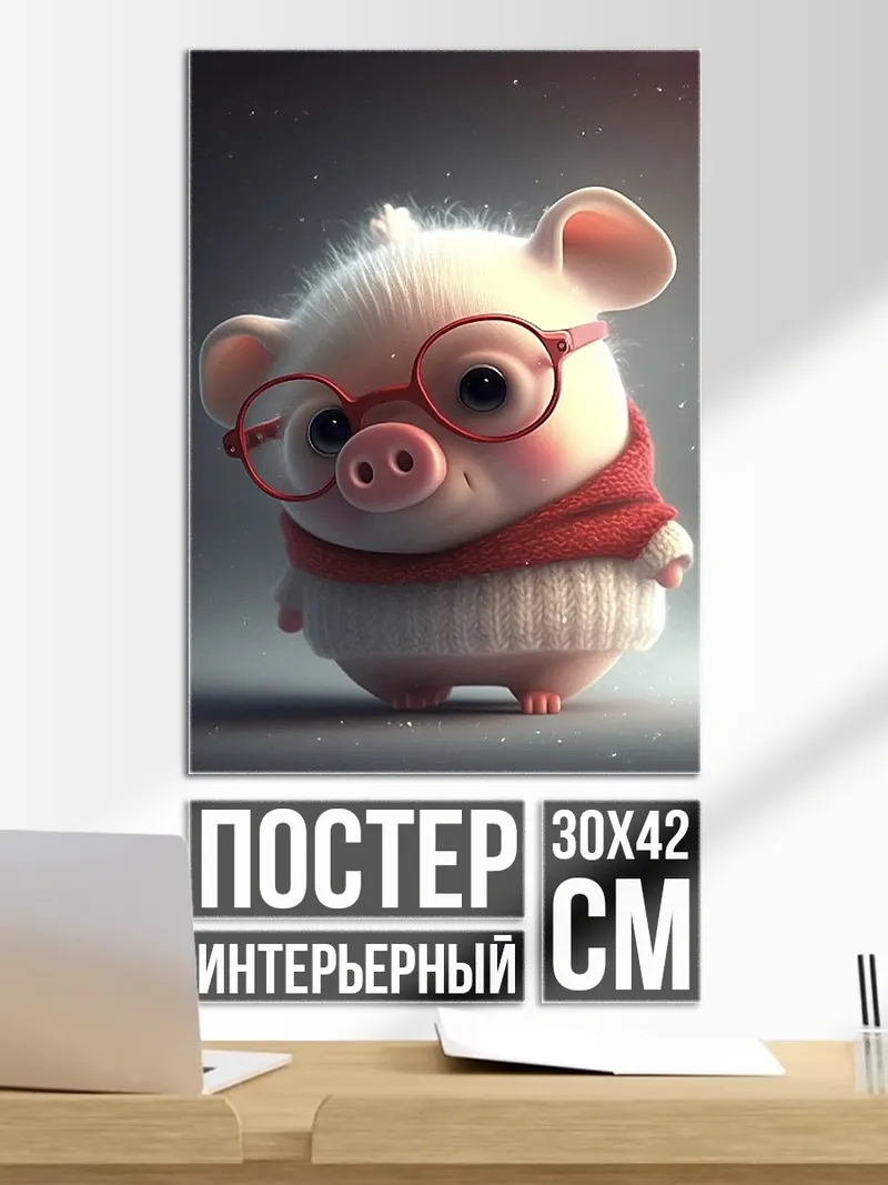 Постер Свинка в очках