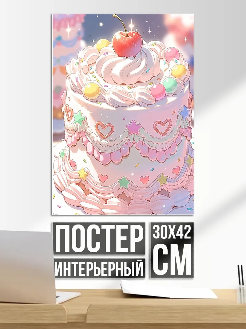 Постер Розовый торт